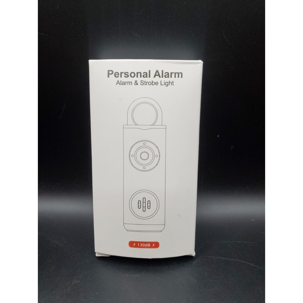 New In Box Personal Keychain Alarm Safety Siren with Panic Strobe Light - White